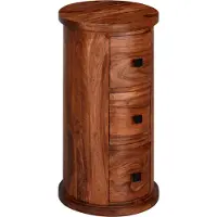 FineBuy Buffet design 65 cm en bois massif de sheesham, Ø 35 cm, petit meuble à tiroirs, meuble d'appoint étroit, mini-commode ronde en bois massif