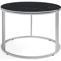 En.casa Table basse 'Aulum' 50 x 70 cm marbre, noir / argenté