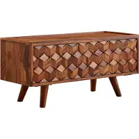 FineBuy Lowboard Sheesham Bois massif 92x44x35 cm Commode TV avec porte rabattable Armoire TV Haute Table de télévision Armoire TV Moderne Commode TV Salon