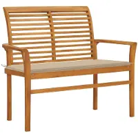 Helloshop26 Banc De Jardin Meuble De Patio D'extérieur Terrasse Avec Coussin Beige 112 X 55 X 94 Cm Bois De Teck Massif 02_0011466