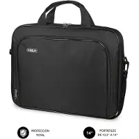 Subblim Oxford Porte-documents pour ordinateur portable, 13,3'-14', avec grande poche avant, bandoulière réglable, poignées et boucles solides, noir
