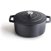 Brandt Qulinart Cocotte Ronde, Couvercle en Fonte avec Bouton en Acier Inoxydable - 28cm