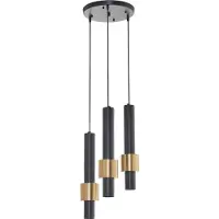 Lux.pro Suspension 'Lulled' 3 flammes Suspension 200 x Ø28 cm réglable en hauteur 3 x GU10 métal noir/or