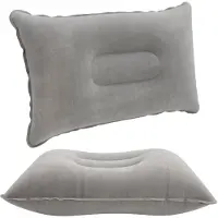 Intirilife Oreiller Gonflable En Gris - 33.5 X 22 Cm - Oreiller Rectangulaire De Forme Ergonomique Pour Un Sommeil Confortable - Parfait Pour Le Camping, Les Excursions, Les Voyages, Etc.