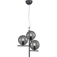 TRIO Lampe à suspension Pure 3 lumières noir avec verre fumé