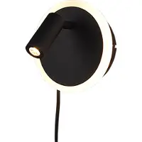 TRIO Applique murale JORDAN, noire mate, avec lampe de lecture