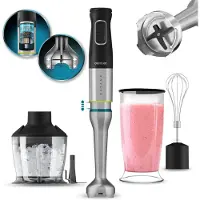 Cecotec Mixeur à Main Katana 15 Chop B. 1500 W, 21 Vitesses et Turbo, 4 Lames en Titane Noir, Cloche Antiprojections