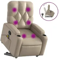 vidaXL Fauteuil de massage avec releveur Cappuccino-Brun Similicuir