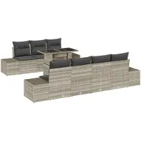 vidaXL Ensemble de canapés de jardin , 8 pièces, gris clair et gris foncé