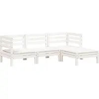vidaXL Canapé de jardin 3 places avec tabouret blanc pin massif
