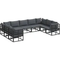 vidaXL Ensemble de canapé de jardin avec coussins 9 pcs noir aluminium