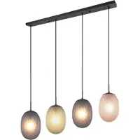 TRIO Lampe suspendue 4 lumières Facette avec verre coloré nervuré