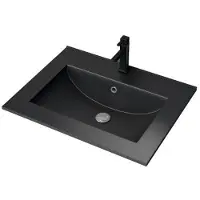 Aurlane Vasque encastrée - simple - 60 cm - céramique noire satinée - Timber