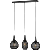 TRIO Suspension SORAYA noire 3xE27x10W en métal, dimensions : 150x86x26 cm, IP20,