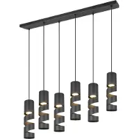 TRIO Lampe à suspension tube 6 lumières Stream noir