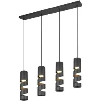 TRIO Lampe suspendue tube 4 lumières Stream noir