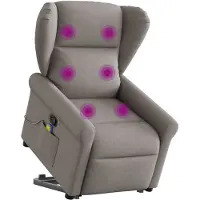 vidaXL Fauteuil de massage avec releveur Taupe Tissu