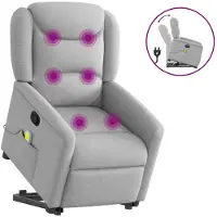 vidaXL Fauteuil de massage avec releveur Gris nuage Tissu