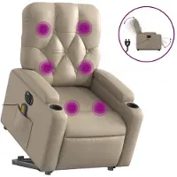 vidaXL Fauteuil de massage avec releveur électrique Cappuccino similicuir