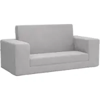 vidaXL Canapé-lit pour enfants 2 places Gris clair Peluche douce