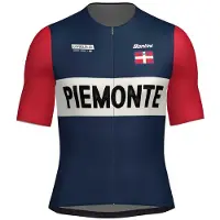 Santini La Vuelta Grand Salida Piemonte Short Sleeve Jersey Bleu M