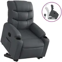 vidaXL Fauteuil relax avec releveur Gris Similicuir