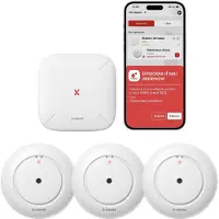 X-Sense D¨¦tecteur de Fuite d'eau Connect¨¦ avec Station de Base SBS50, D¨¦tecteur d'eau Wi-FI avec Alarme 110 DB, Port¨¦e Jusqu'¨¤ 500 m, Id¨¦al pour Cuisines, sous-sols, Salles de Bains, SWS54