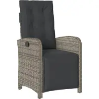 vidaXL Ensemble Bistro 3 pièces avec coussins Gris Poly Rattan