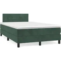 vidaXL Lit boxspring avec matelas vert foncé 120x190 cm velours