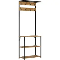 vidaXL Porte-manteau et rangement des chaussures bois de manguier fer