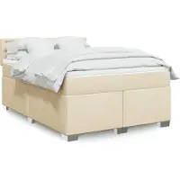vidaXL Lit boxspring avec matelas Crème 140x190 cm Tissu