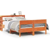 vidaXL Lit en bois massif sans matelas pin brun cireux 120x190 cm