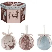 House of Seasons Coffret de boules de Noël - 14 pièces - Ø8 cm - incassable - bleu clair, marron