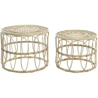 DKD Home Decor Ensemble de 2 tables décoratives brunes de DKD Home Decor - Parfait comme meuble TV