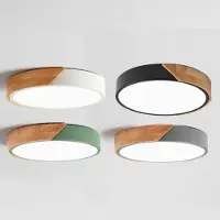 686 Led Plafonnier, 24w Plafonnier Bois Moderne Rond Blanc Froid 6000k 30*5cm Chambre La Cuisine Le Salon Le Balcon Et Le Couloir(Livraison Aléatoire De Couleur)