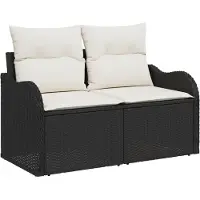 vidaXL Ensemble de canapé de jardin avec coussins avec coussins 9 pcs noir Poly rotin