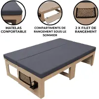 MonsterShop Canapé-Lit Sommier à Latte en Bois contreplaqué Sofa Clic-Clac pour Camping-Car Caranave Van Aménagé - 2 personnes - 180 x 65 x 40 cm - personnalisable [Coussins, Matelas & Fixations INCLUS]