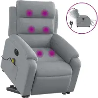 vidaXL Fauteuil de massage électrique avec releveur Tissu gris clair