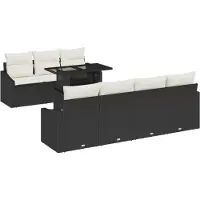 vidaXL Ensemble de canapé de jardin avec coussins 8 pcs noir et crème poly rotin