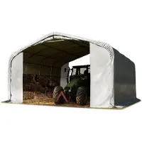TOOLPORT Abri foin 6x6 m bâche en PVC 850N abri résistant aux intempéries gris ancrage pour sol dur