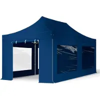 TOOLPORT 3x6 m Tonnelle pliante Alu, PES 800, côtés panoramiques, bleu