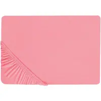 Beliani Drap-housse coton rouge corail 140 x 200 cm JANBU (140 x 200 cm)