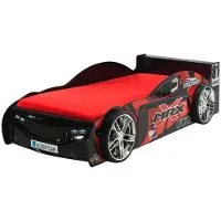 Vipack Set lit de voiture MRX avec matelas de 90 x 200 cm, finition MDF laqué noir brillant