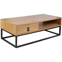 Home Deco Factory Table Basse - - Abbott - Bois et Métal - Marron et Noir