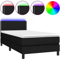 vidaXL Lit Boxspring avec matelas & LED Noir 90x190 cm Tissu