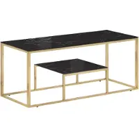 vidaXL Table basse Golden acier inoxydable et verre trempé