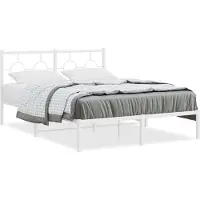 vidaXL Cadre de lit avec tête de lit en métal blanc 140x200 cm