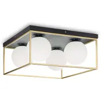 Ideal Lux Plafonnier Lingotto 4 flammes laiton, noir 198156