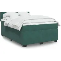 vidaXL Lit boxspring avec matelas vert foncé 140x190 cm velours
