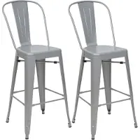 Mendler 2x tabouret de bar HWC-A73, chaise de comptoir avec dossier, métal, design industriel gris